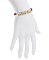 Unwritten Multi Purple Quartz Strong Stone and Beaded Stretch Bracelet Set