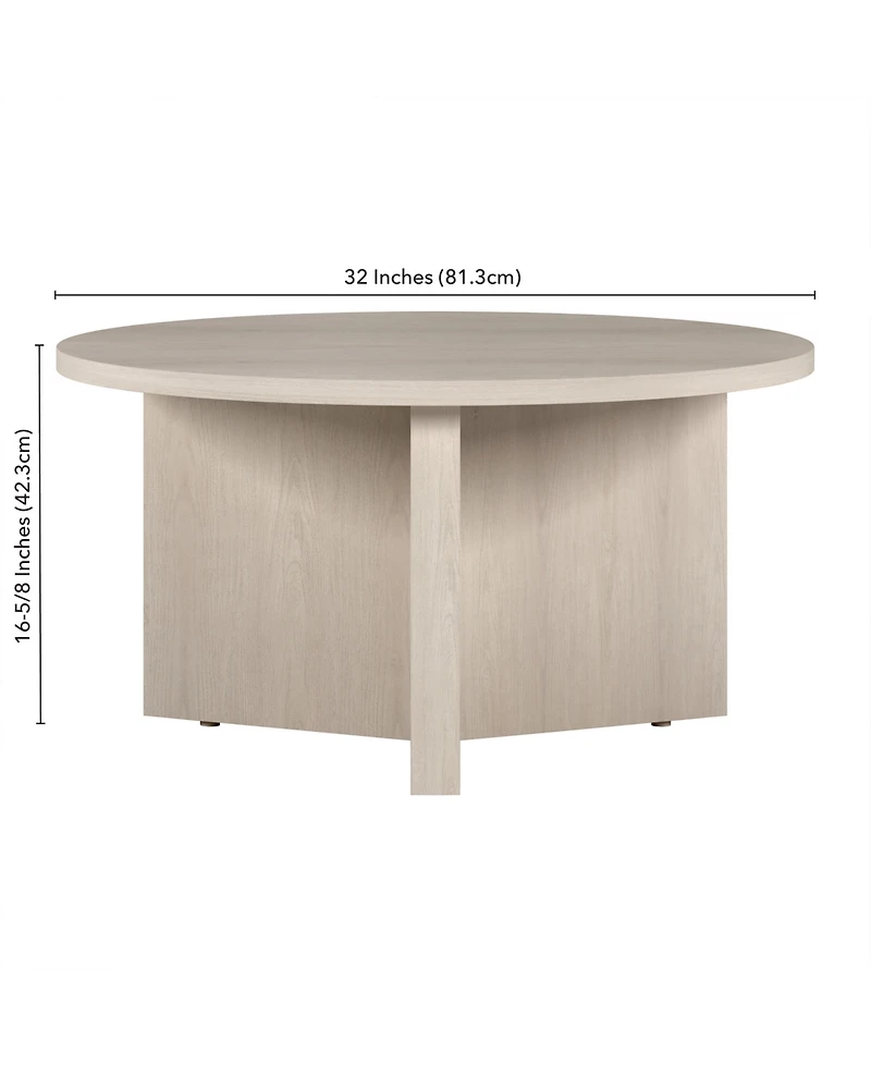 Hudson & Canal Anders 32" Wide Round Coffee Table in Alder White