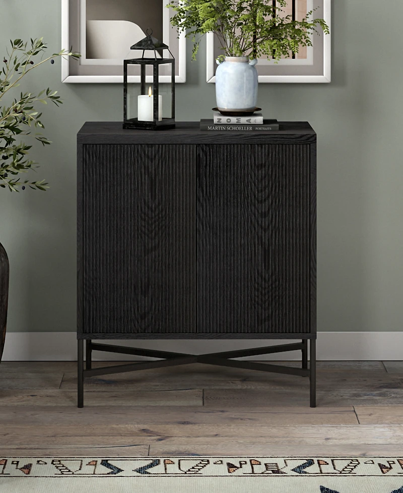 Hudson & Canal Brighton 28" Wide Rectangular Accent Cabinet in Black Grain