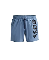 Boss by Hugo Boss Men's Vertical-Logo Quick-Dry Poplin Swim Shorts