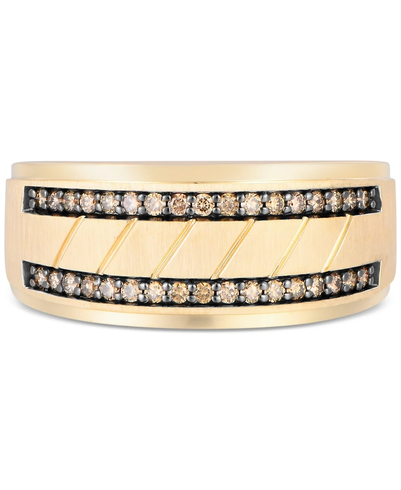 Men's Black Diamond Double Row Band (1/3 ct. t.w.) in 10k Gold (Also in Light Brown Diamond)