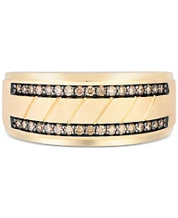 Men's Black Diamond Double Row Band (1/3 ct. t.w.) in 10k Gold (Also in Light Brown Diamond)