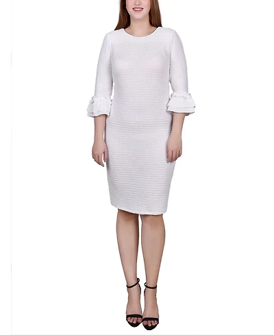 Ny Collection Petite 3/4 Sleeve Textured Knit Dress