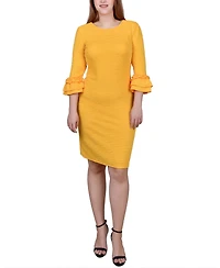 Ny Collection Petite 3/4 Sleeve Textured Knit Dress