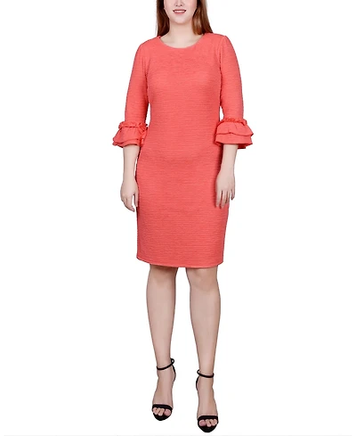 Ny Collection Petite 3/4 Sleeve Textured Knit Dress