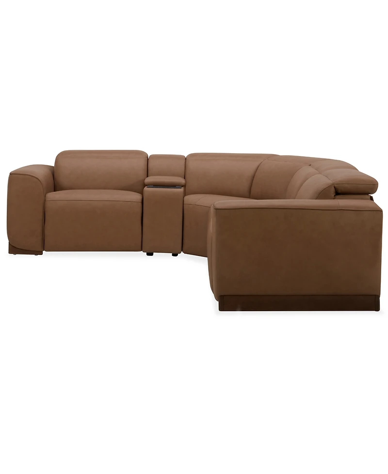 Lovro 5-Pc. Leather Sectional with 2 Power Motion Chairs & 1 Console, Created for Macy's