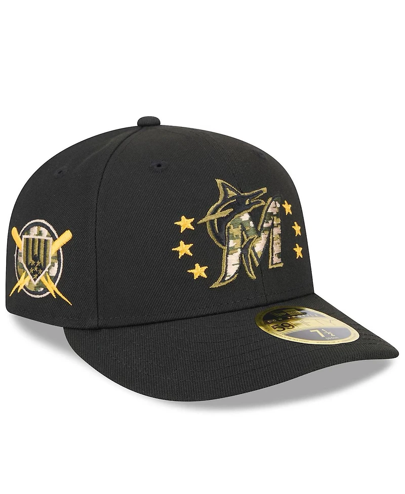 New Era Men's Black Miami Marlins 2024 Armed Forces Day Low Profile 59FIFTY Fitted Hat