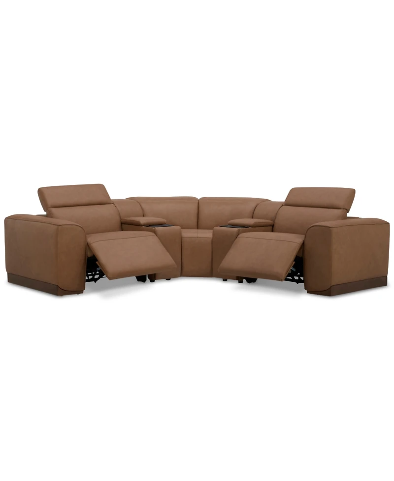 Lovro 5-Pc. Leather Sofa with 2 Power Motion Chairs & Consoles, Created for Macy's