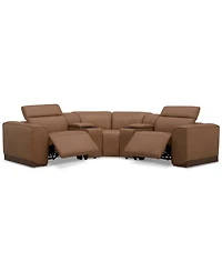 Lovro 5-Pc. Leather Sofa with 2 Power Motion Chairs & Consoles, Created for Macy's