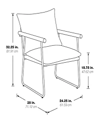 Office Star Dutton Armchair in Navy Fabric with Natural Arms and Black Sled Base