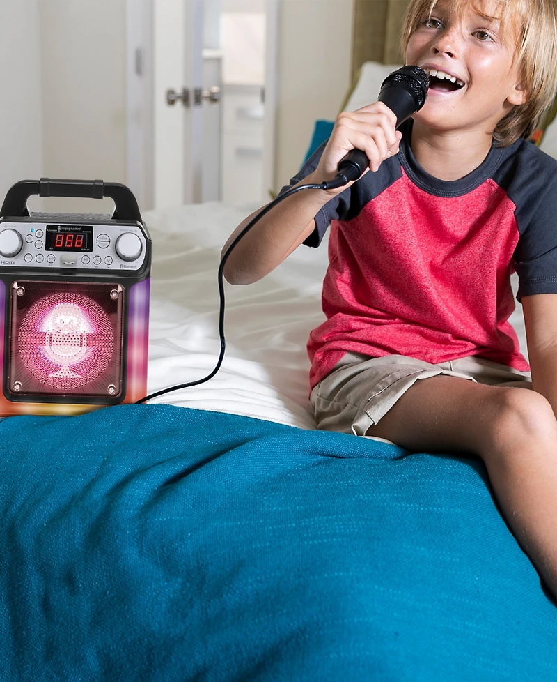 Singing Machine, Groove Mini, Portable Karaoke Machine with Wired Mic, Bluetooth, Led Lights, black