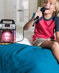 Singing Machine, Groove Mini, Portable Karaoke Machine with Wired Mic, Bluetooth, Led Lights, black