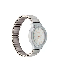 Jones New York Women's Genuine Diamond White Dial Silver-Tone Metal Narrow Bracelet Analog Watch 28mm