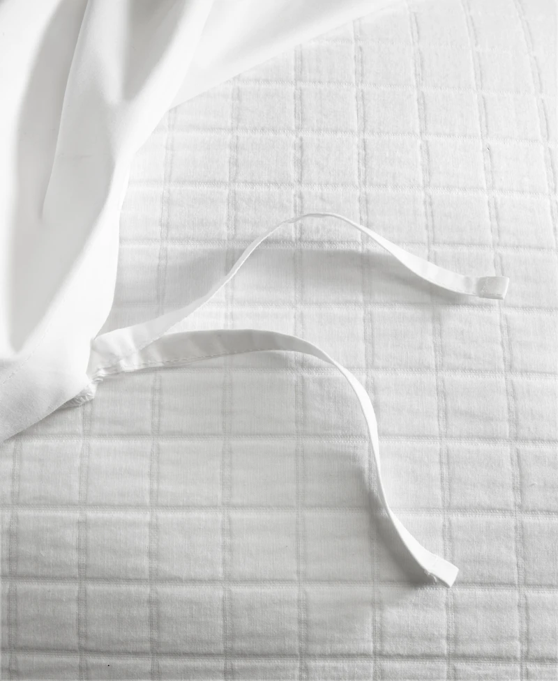 Last Act! Oake Organic Cotton Check Matelasse 3-Pc. Duvet Cover Set, King, Exclusively at Macy's