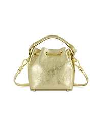 Mac Duggal Crinkle Metallic Leather Bucket Handbag