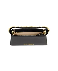 Gold Floral Strap Nappa Leather Shoulder Bag