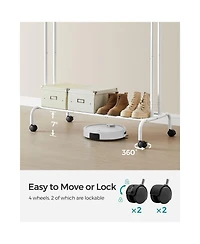 Slickblue Clothes Rack, Double-rod Clothing Rack With Wheels, Heavy-duty Metal Frame, Garment Rack