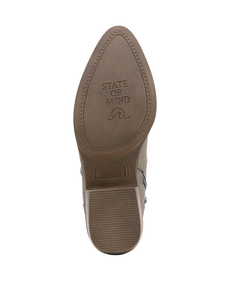 Blowfish Malibu Women's Rebel 2 Western Booties - Pewter Metallic Faux Leather