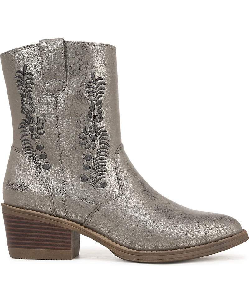 Blowfish Malibu Women's Rebel 2 Western Booties - Pewter Metallic Faux Leather