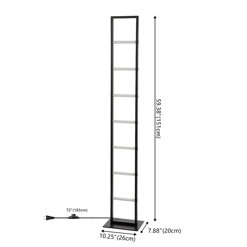 Jonathan Y Ivan 59.3" Minimalist Modern Iron Ladder Dimmable Integrated Led Floor Lamp, Black