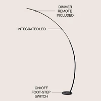 Jonathan Y Enzo 68" Contemporary Minimalist Metal Arc Dimmable Integrated Led Floor Lamp, Black