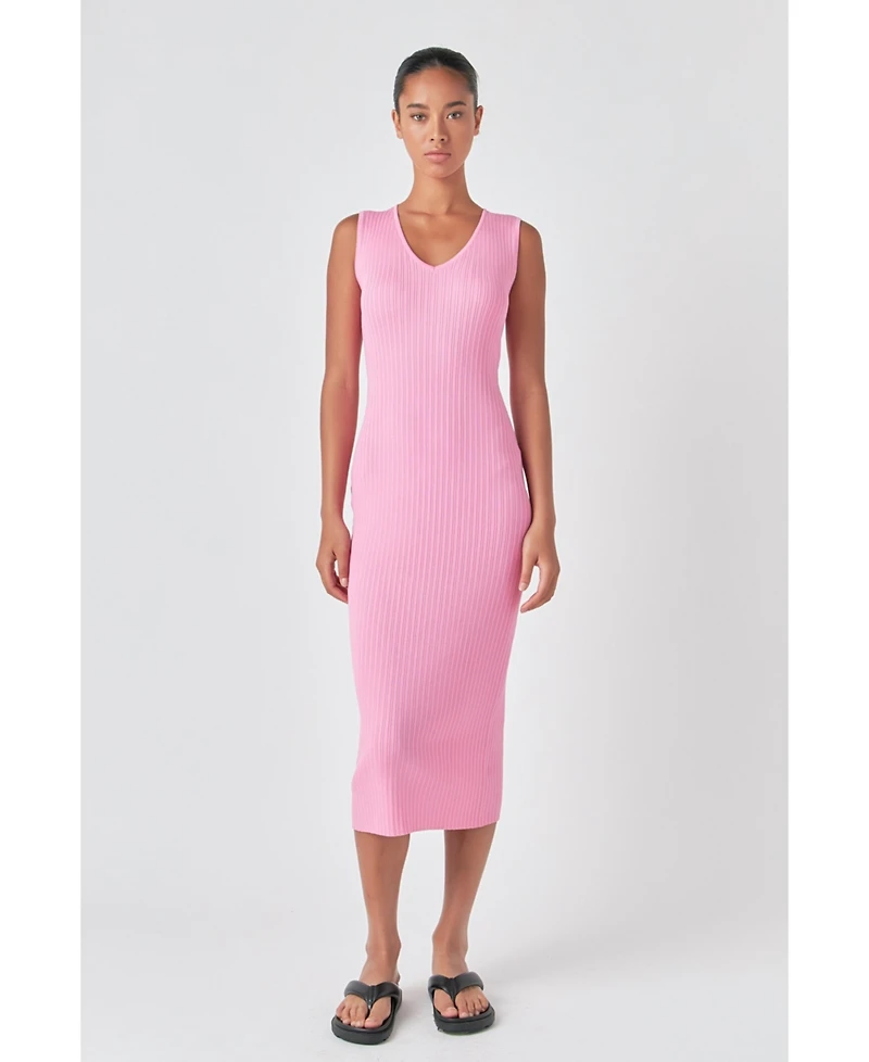 Grey Lab Women's Ribbed Sleeveless Maxi Dress