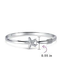Bling Jewelry Nautical Starfish Tropical Beach Bangle Bracelet Sterling Silver Eye Hook Clasp