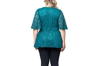 Kiyonna Women's Plus Size Stardust Sequin Lace Top
