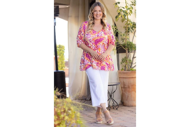 Kiyonna Women's Plus Oasis V-Neck Tunic Top