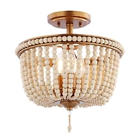 Jonathan Y Allie Wood Beaded/Metal Led Flush Mount Ceiling Light