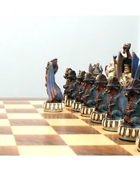 We Games Handpainted Dragon Chess Set, Walnut Root Board 21 in, 4.5 in King