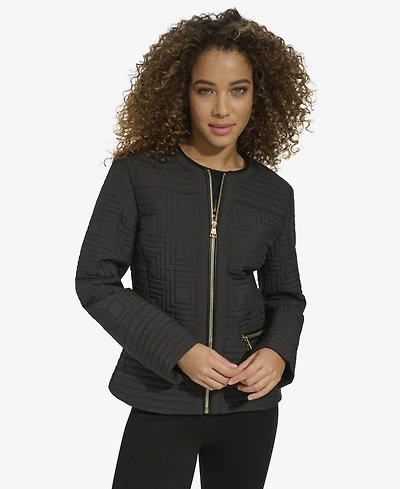 Karl Lagerfeld Paris Women's Collarless Quilted Jacket