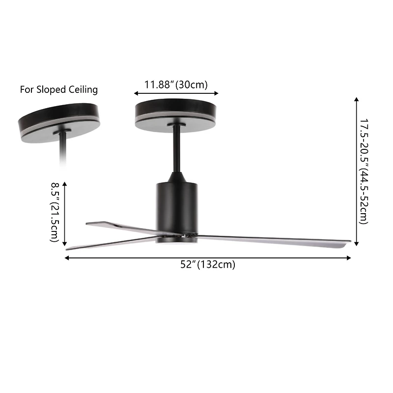 Jonathan Y Levi 52" 1-Light Contemporary Minimalist 6-Speed Iron Height Adjustable Integrated Led Ceiling Fan with Remote, Black
