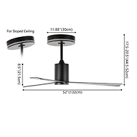 Jonathan Y Levi 52" 1-Light Contemporary Minimalist 6-Speed Iron Height Adjustable Integrated Led Ceiling Fan with Remote, Black