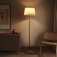 Caden 62" Led Modern Floor Lamp with Swing Arm & Drum Shade