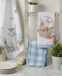 Design Imports Easter Basics Collection Springtime Kitchen Essentials, Dishtowel Set, Floral Bunny, 3 Piece