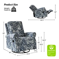 Evelia Floral Swivel Rocker Manual Recliner