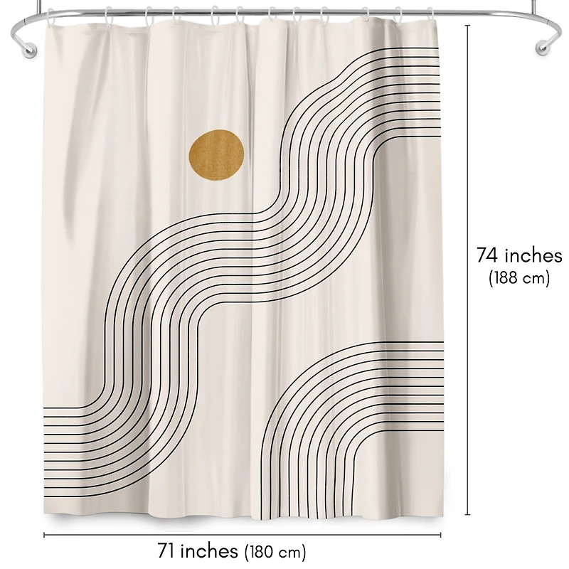 71x74 Geometric Shower Curtain - Boho Geometric Lines by Tetyana Karankovska