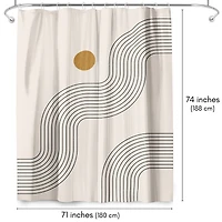 71x74 Geometric Shower Curtain - Boho Geometric Lines by Tetyana Karankovska