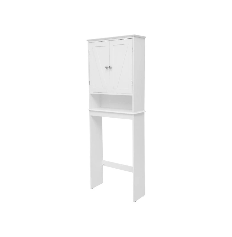 Merrick Lane Delilah Over The Toilet Bathroom Organizer With Shelves And Magnetic Closure Doors