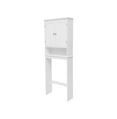 Merrick Lane Delilah Over The Toilet Bathroom Organizer With Shelves And Magnetic Closure Doors