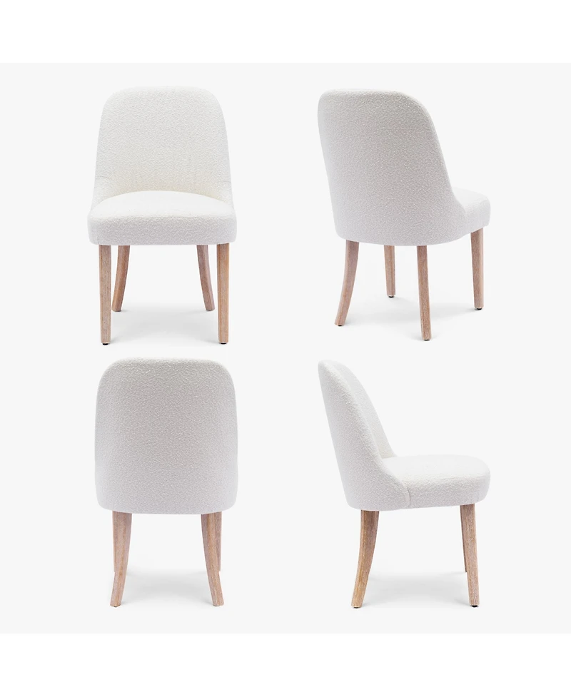 Mid-Century Modern Upholstered Boucle Dining Chair (Set of