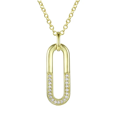 14K Gold Plated Cubic Zirconia hollow Geometrical Pendant Necklace
