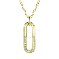 14K Gold Plated Cubic Zirconia hollow Geometrical Pendant Necklace