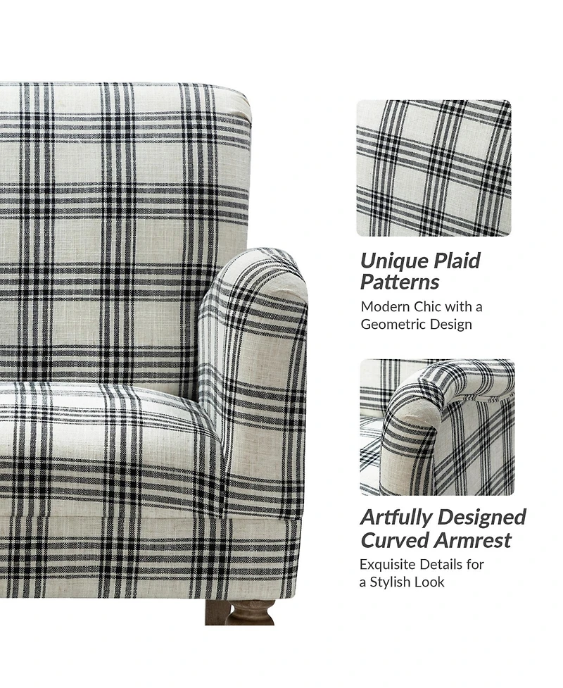 Rossella Contemporary and Classic Armchair with Solid Wood Legs