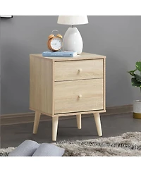 Inolait 2-Drawer Nightstand Beside End Side Table with Rubber Legs