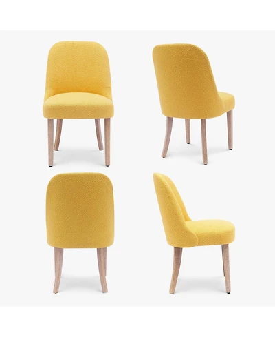 Mid-Century Modern Upholstered Boucle Dining Chair (Set of