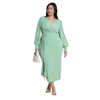 Eloquii Women's Plus Cross Front Midi Dress