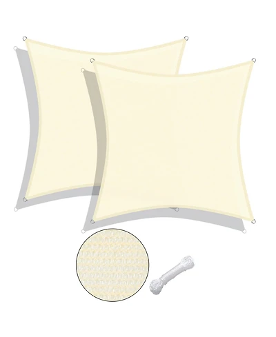 2 Pack 12x12 Ft 97% Uv Block Square Sun Shade Sail Heavy Duty Hdpe Canopy Yard