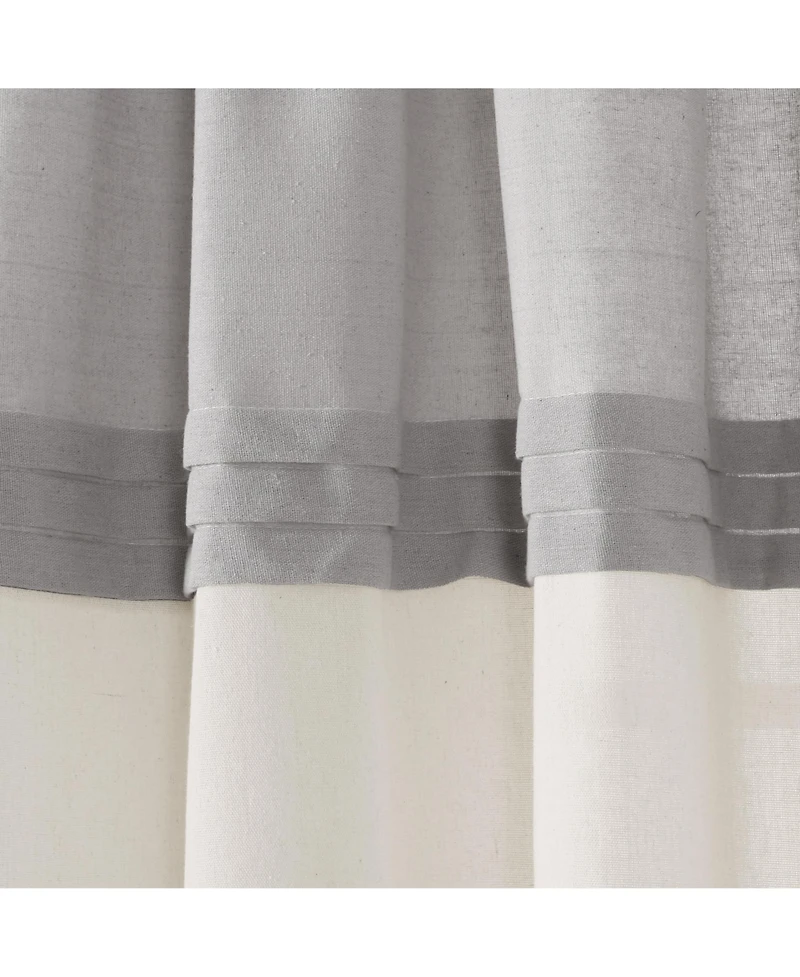 Lush Decor Farmhouse Faux Linen Colorblock Pleated Window Curtain Panels